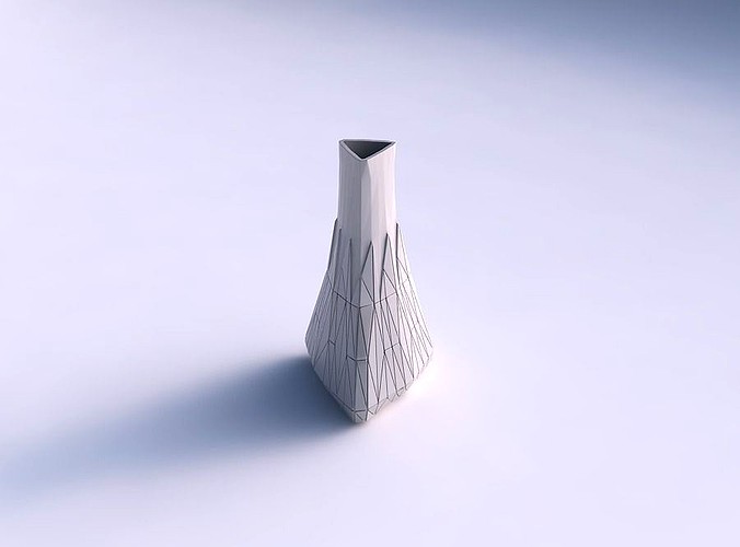 Vase grounded triangle with partial random triangle plates | 3D