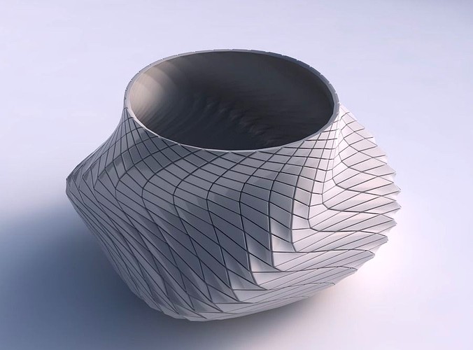 Bowl twisted elipse with twisted diagonal grid plates | 3D