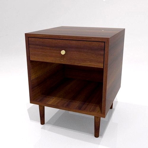 Walnut bedside table with one drawer h58 w47 d48cms