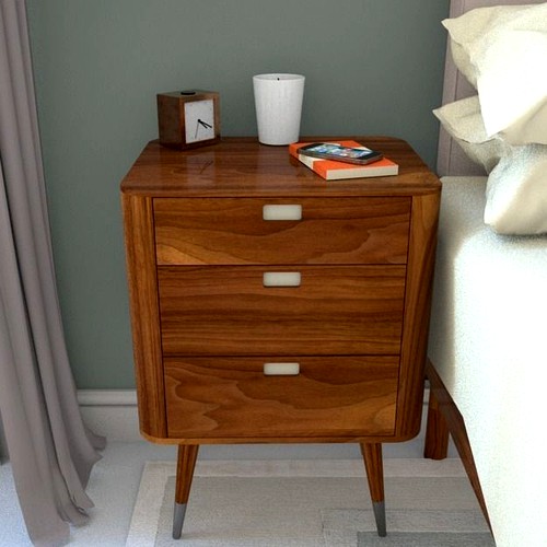 3 drawer bedside table h65 w45 d37 cms