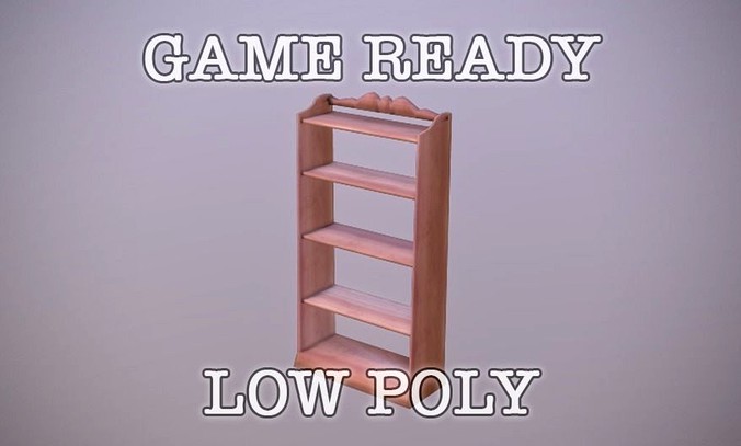 Antique Shelf low-poly game ready