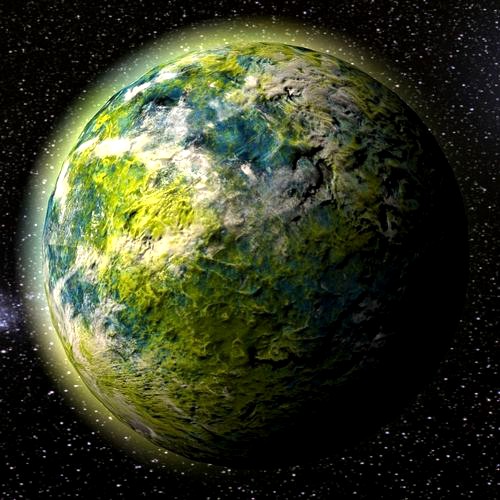 Green alien planet