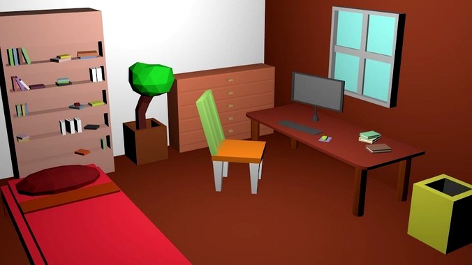 Low poly Room pack 01 - childrens room