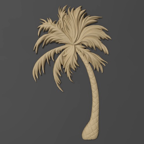 Palm tree bas relief bas relief for CNC | 3D
