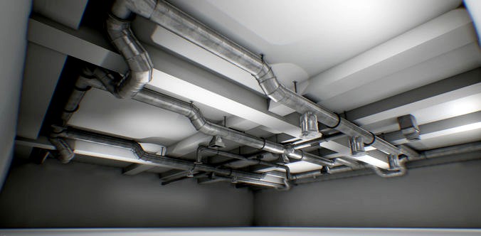 interior air ducts modular system 38 elements lowpoly