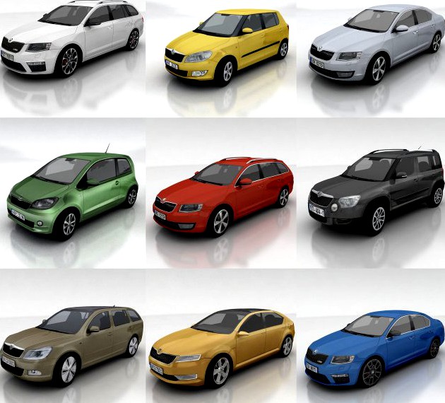 3D Models Skoda cars collection 3D Model