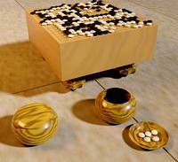 Traditional Go Board, Stones, and Bowls