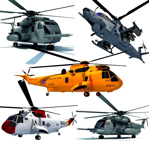 3D Military Helicopter Model set of 5