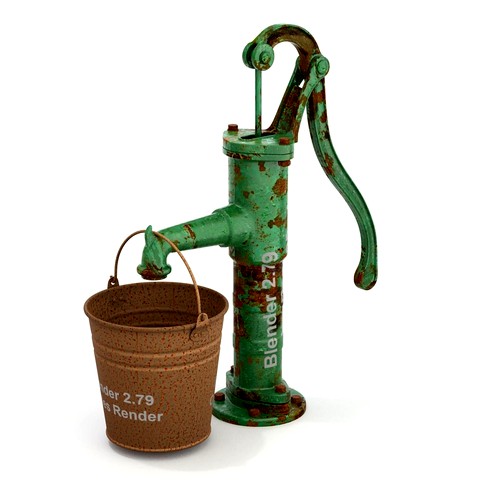 Vintage Water Hand Pump With Bucket
