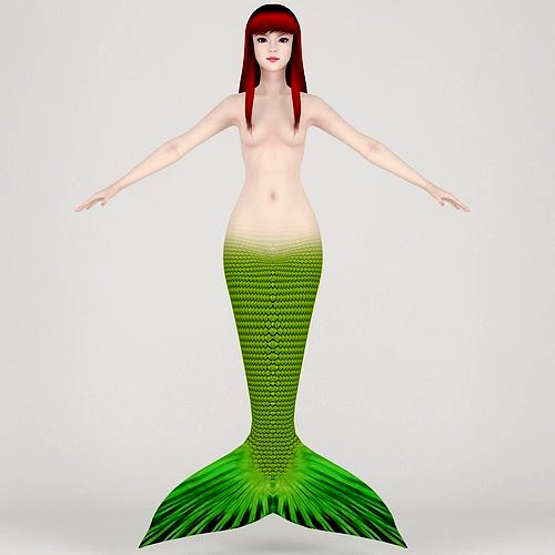 T pose nonrigged model of little mermaid
