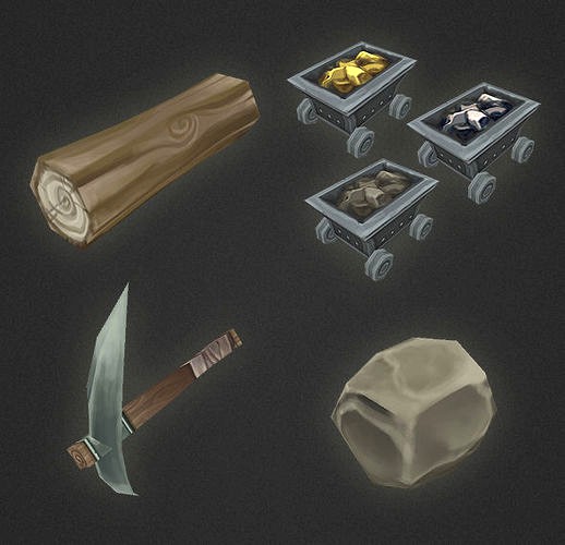 RTS Mining Items  - Low Poly Hand Painted