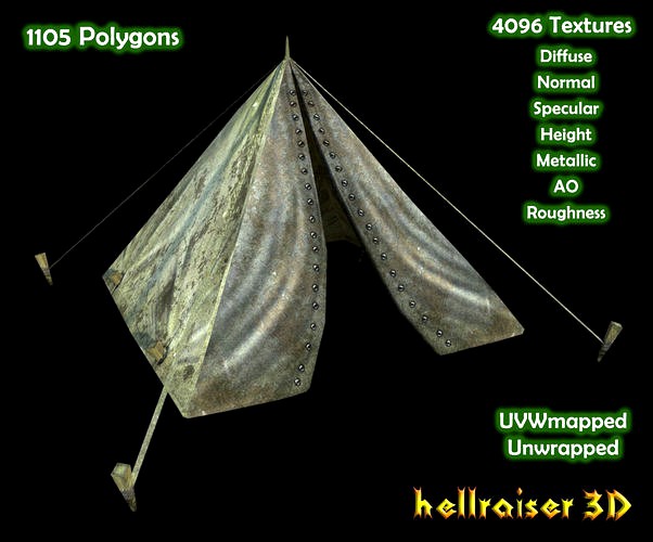 Military Tent - 3 - PBR - Textured