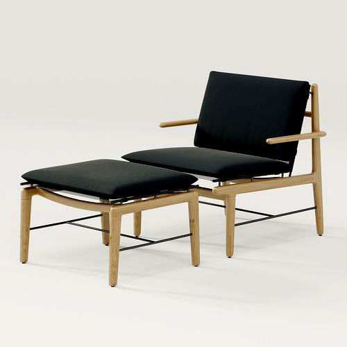 DWR Finn lounge chair and  Finn ottoman