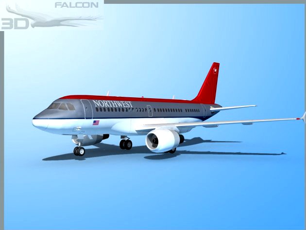 Falcon3D  A319  Northwest Airlines 3D Model