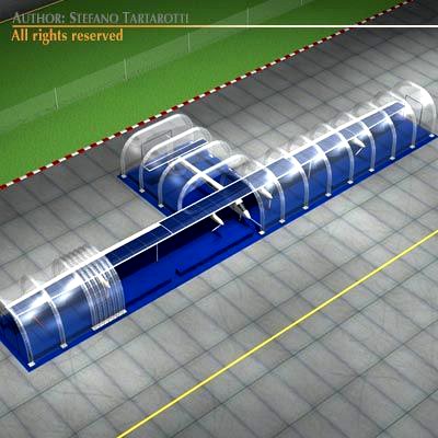 Solar impulse with inflatable hangar 3D Model