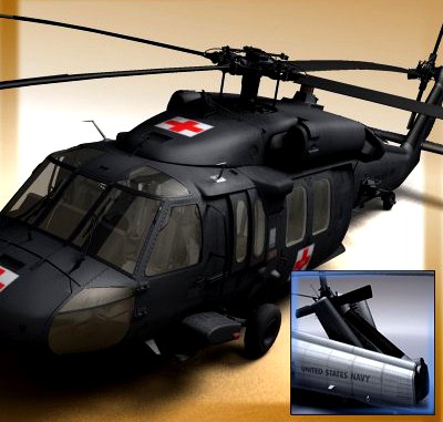 UH 60 Blackhawk Military Helicopter 3D Model