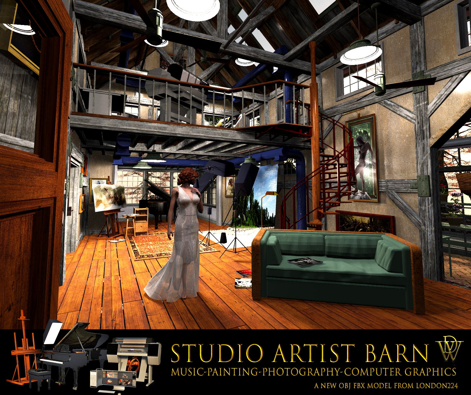 MS18 Studio Artist Barn for Obj fbx - Extended License