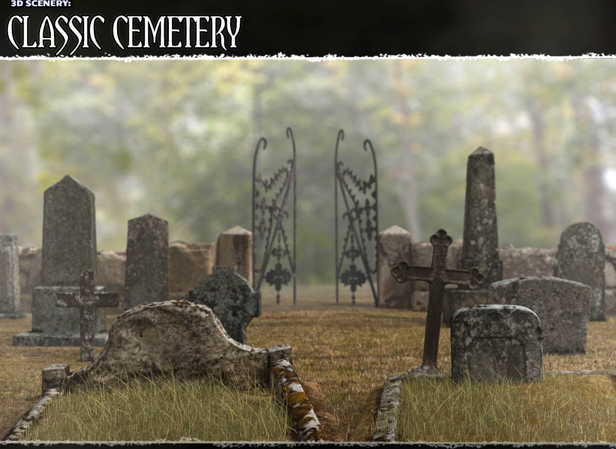 3D Scenery: Classic Cemetery  - Extended License