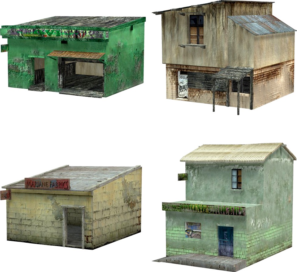 Shanty Town Buildings 2: Set 2 (for Poser) - Extended License