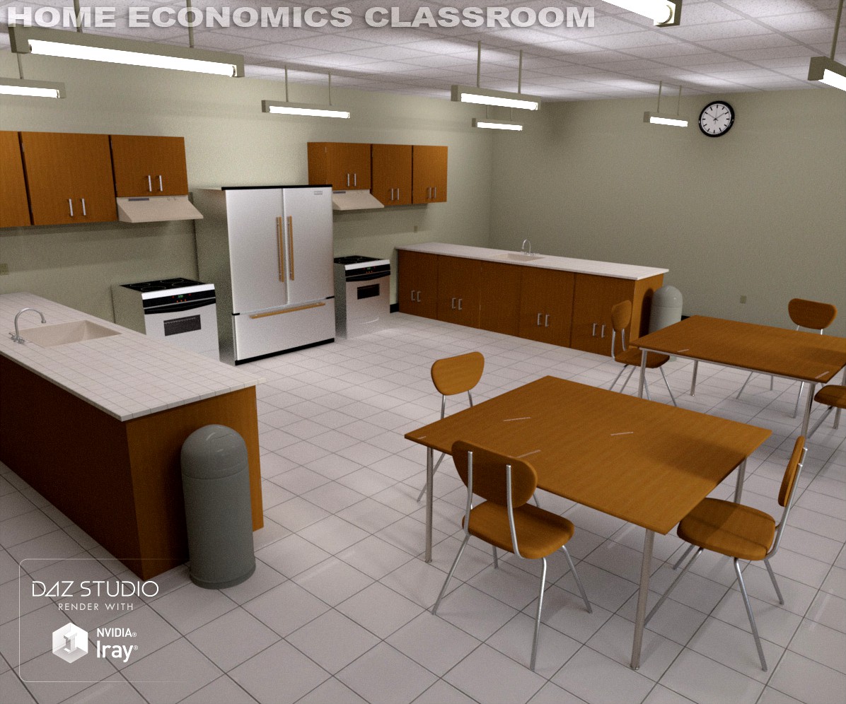 Home Economics Classroom (Poser, DS and Obj) - Extended License