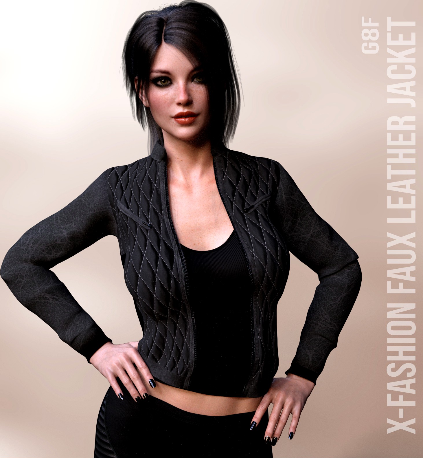 X-Fashion Faux Leather Jacket for Genesis 8 Females