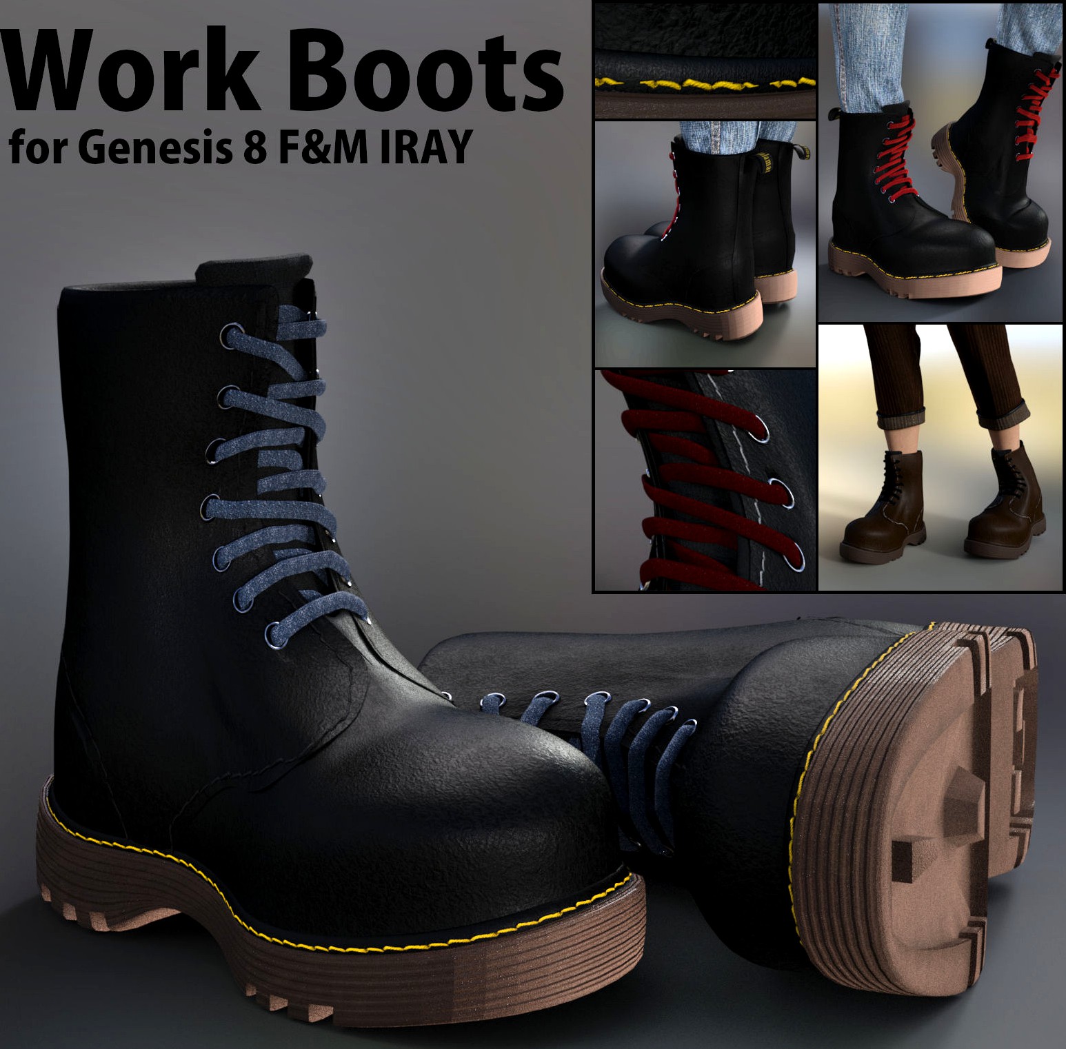 Work Boots for G8F and G8M Iray