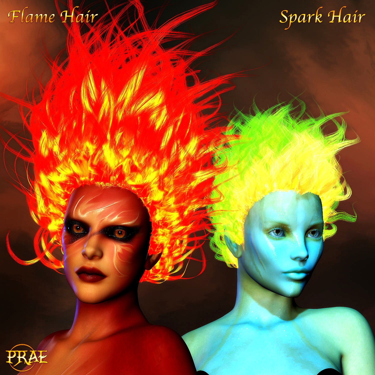 Prae-Fire Hair Double Pack V4/M4 Poser