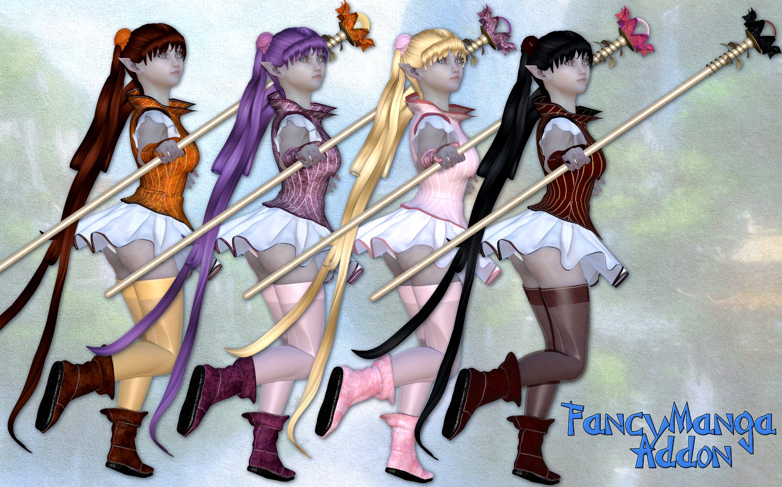 FancyManga Addon for Fancy Manga_Clothing set for V4 A4 and Poser.