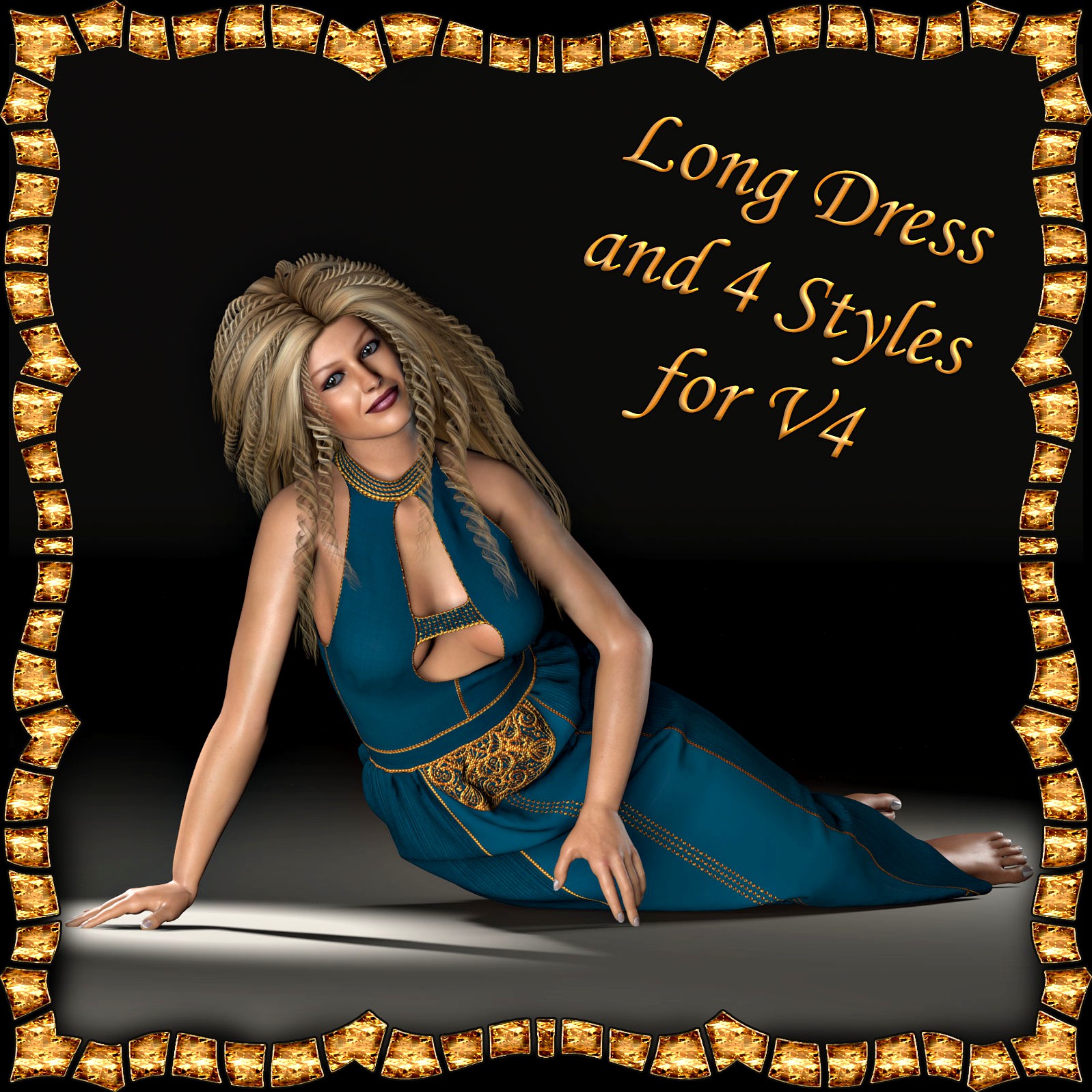 V4 Long Dress and 4 Styles for Poser