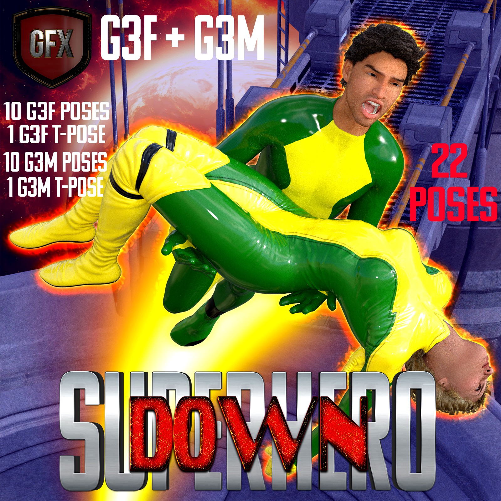 SuperHero Down for G3F and G3M Volume 1