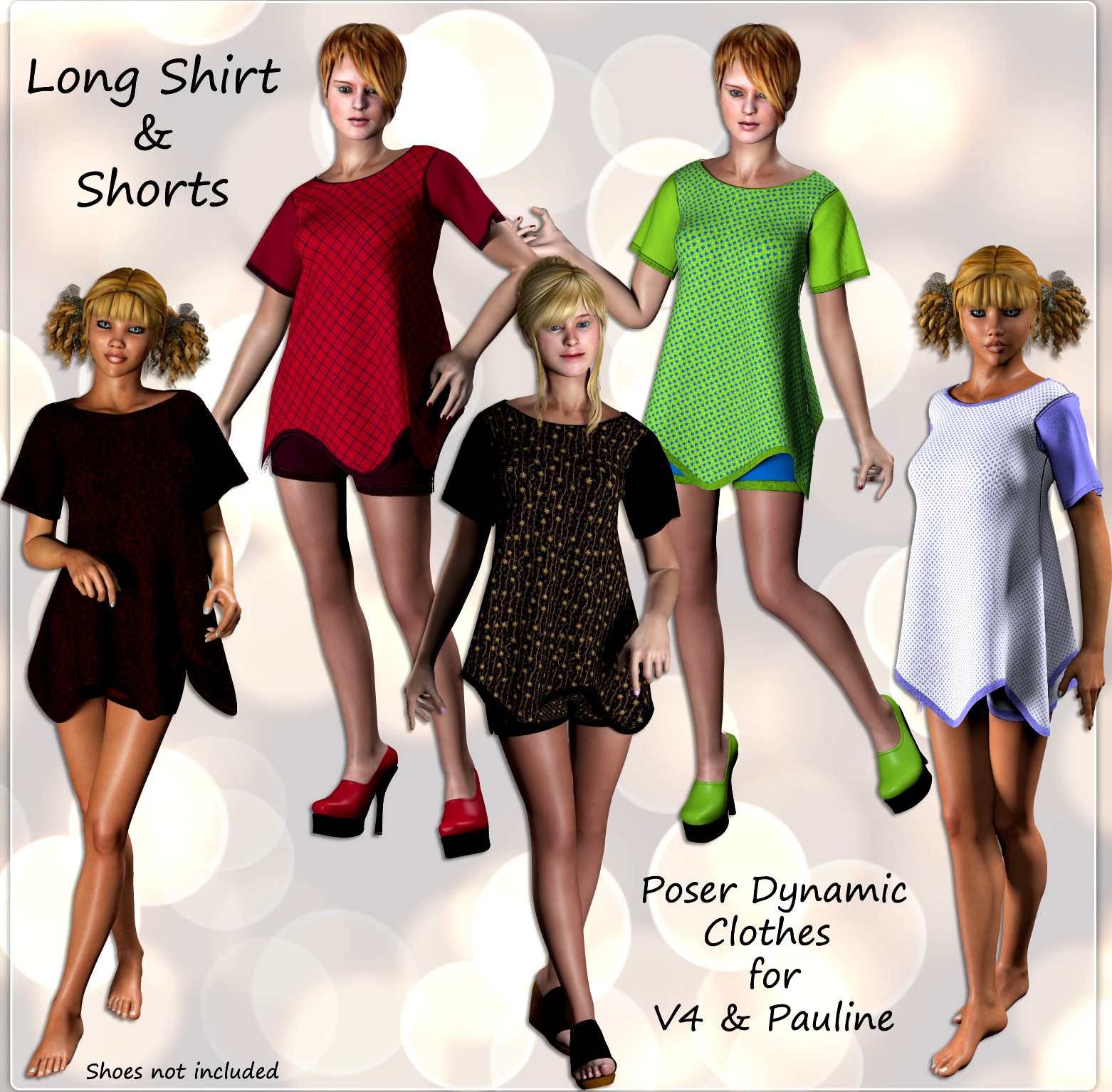 Pauline and V4 Long Shirt and Shorts
