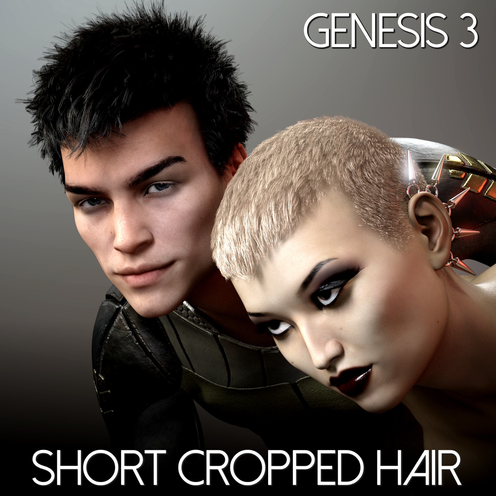 Short Cropped Hair for Genesis 3 Male and Females
