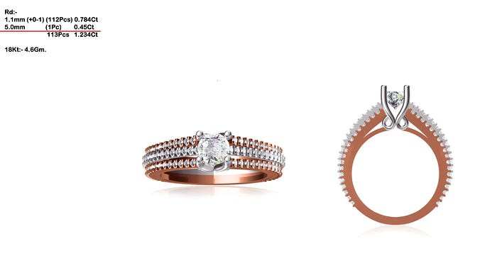 Rose Gold Engagement Ring With Diamonds 67 | 3D