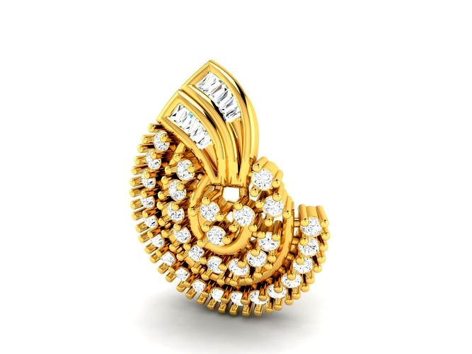 Gold Pendant With Diamonds 157 | 3D
