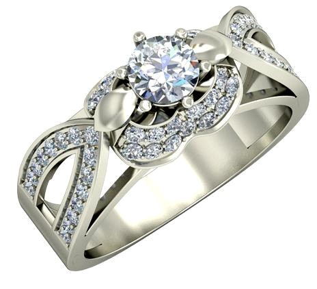 Silver Engagement Ring With Diamonds 63 | 3D