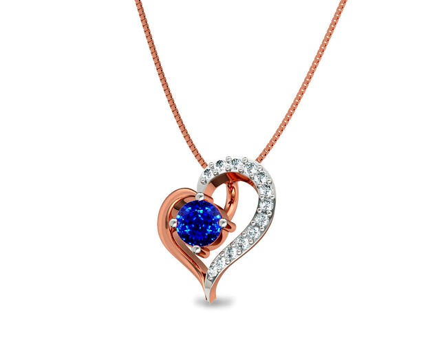 Heart Shaped Rose Gold Pendant With Sapphire 12 | 3D