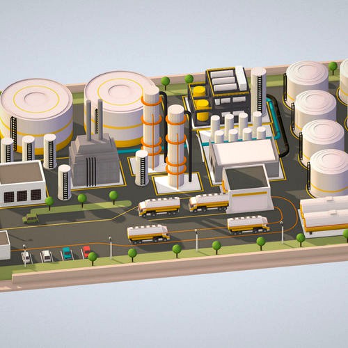 Isometric Complex Crude Oil Processing Plant