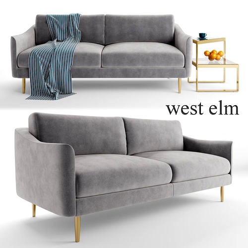 Sloane Sofa and Staggered plane side table by West Elm