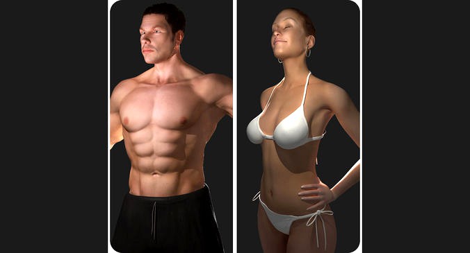 Male and Female Full Body Rigged