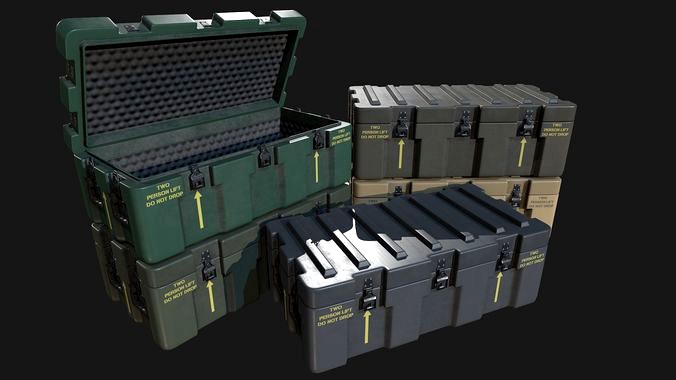 Low Poly PBR Military Crate 3