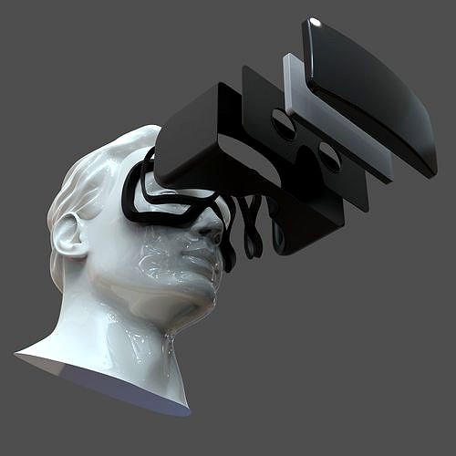 CAD Male Head Model M2P1D0V1head and VR headset template