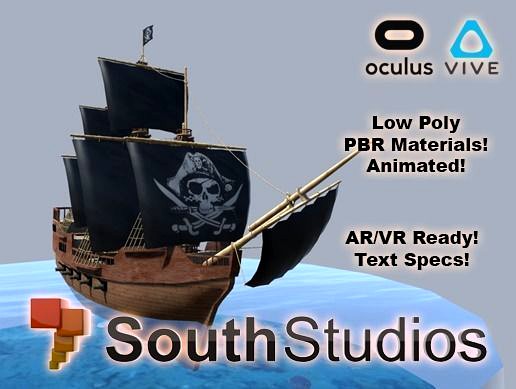 Animated Pirate Ship AR VR Unity 3dsmax