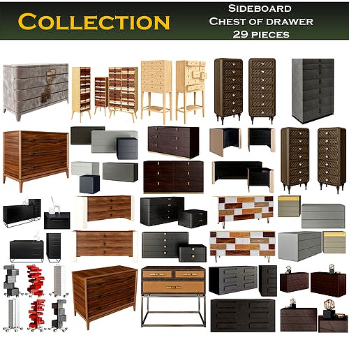 Collection of Sideboard  Chest of drawer 3d model 29 pieces