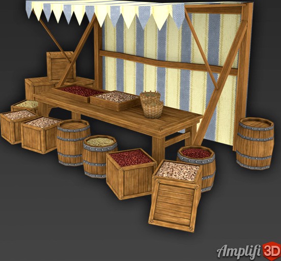 Grain Market Stall with Hand-painted Texture Style