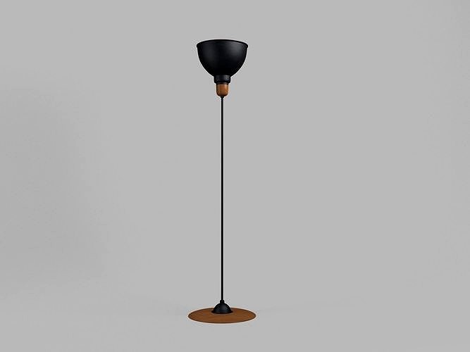 Anthracite Floor Lamp With Wooden Detail
