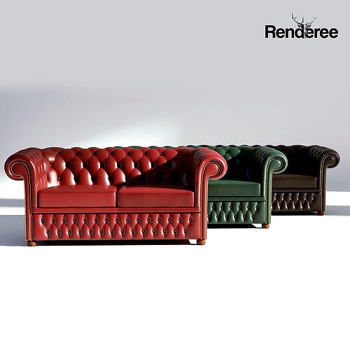 Chesterfield Sofa 2 - Green Brown Red