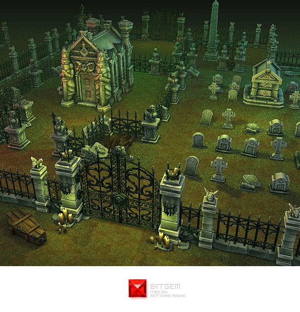 Low Poly Cemetery Starter Set