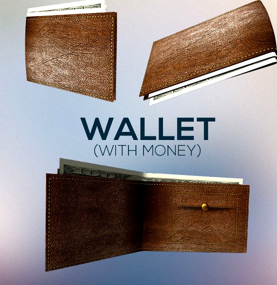 Rigged and Textured Wallet with Money