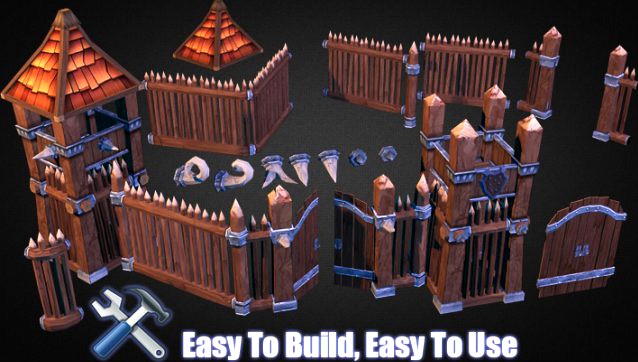 Wooden Fortress Pack 3D Model