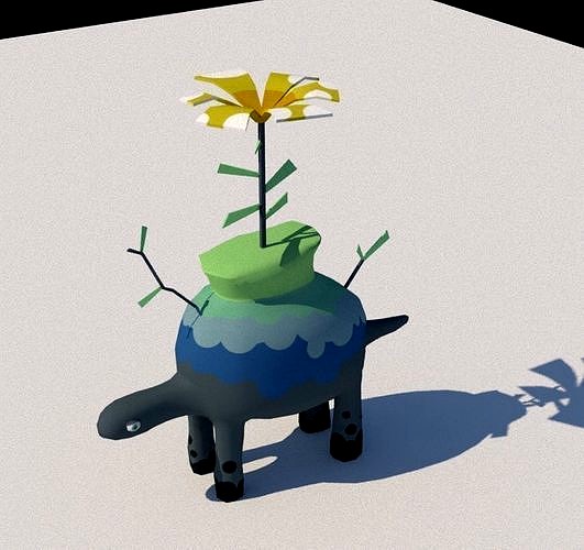 Stylized Plant Turtle Dinosaur Fully Rigged Lowpoly